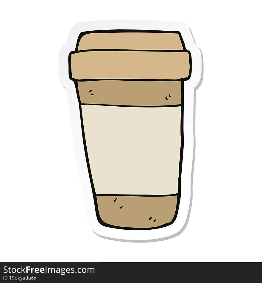 Sticker Of A Cartoon Coffee Cup