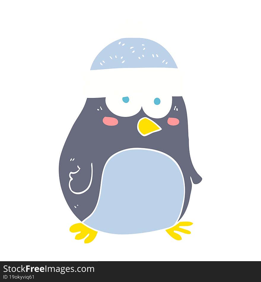 flat color illustration of a cartoon penguin