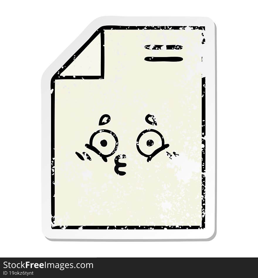 distressed sticker of a cute cartoon sheet of paper