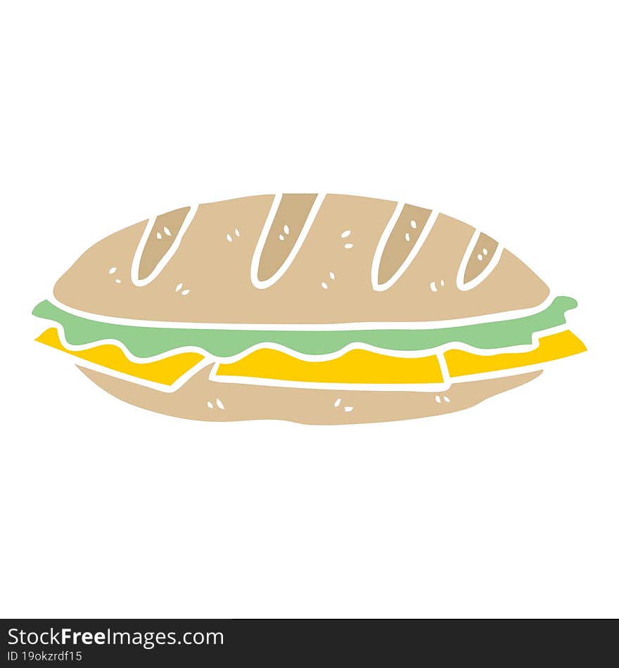 Flat Color Style Cartoon Chesse Sandwich