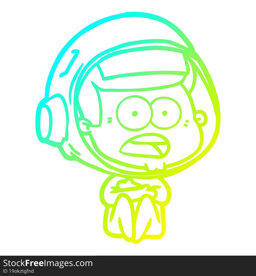 cold gradient line drawing cartoon surprised astronaut