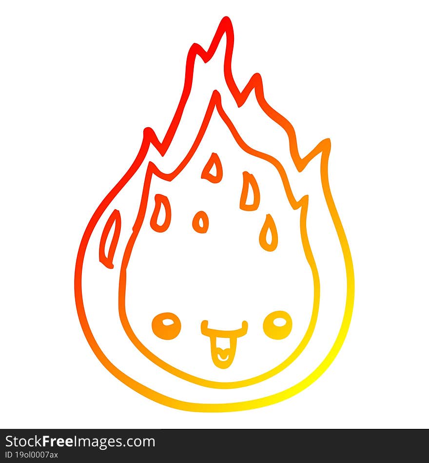 warm gradient line drawing cartoon flame