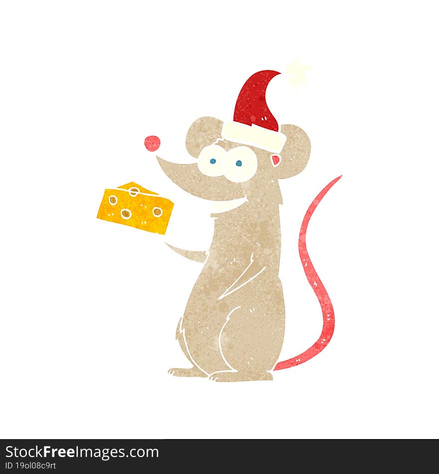 retro cartoon christmas mouse