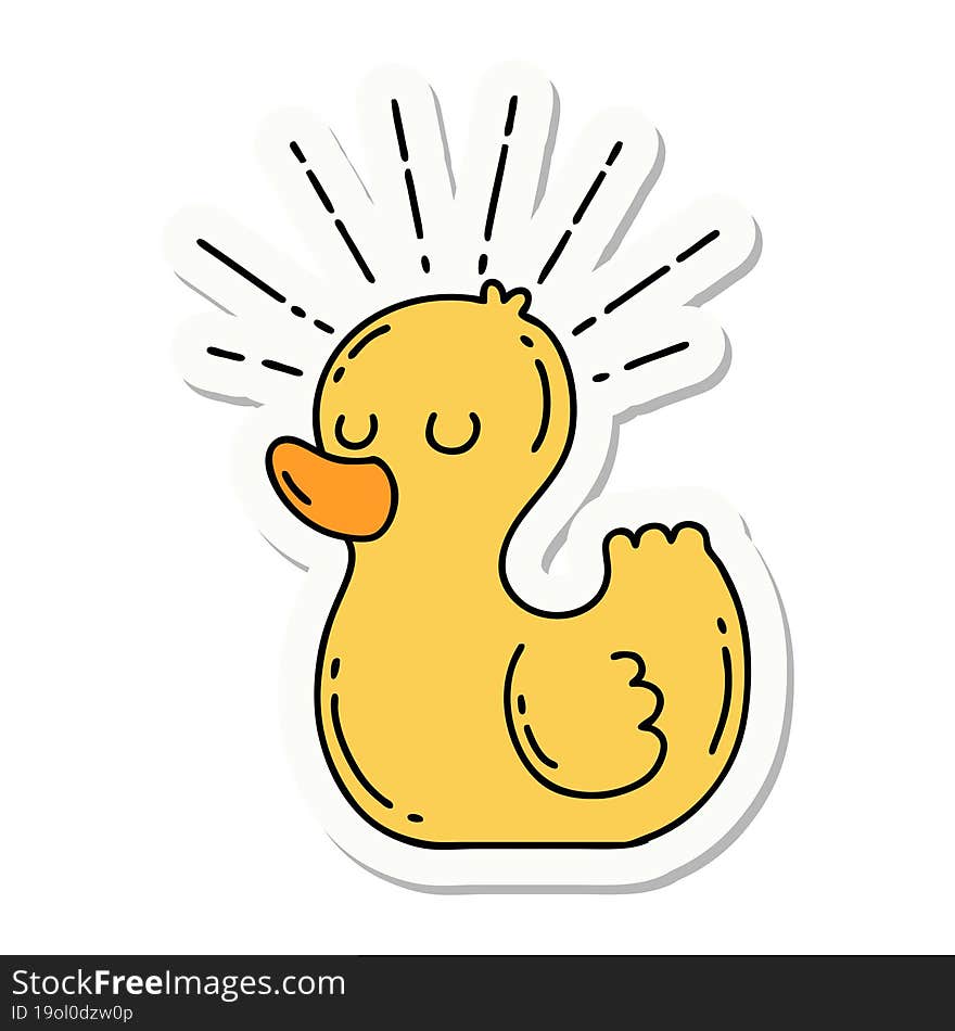 sticker of a tattoo style rubber duck