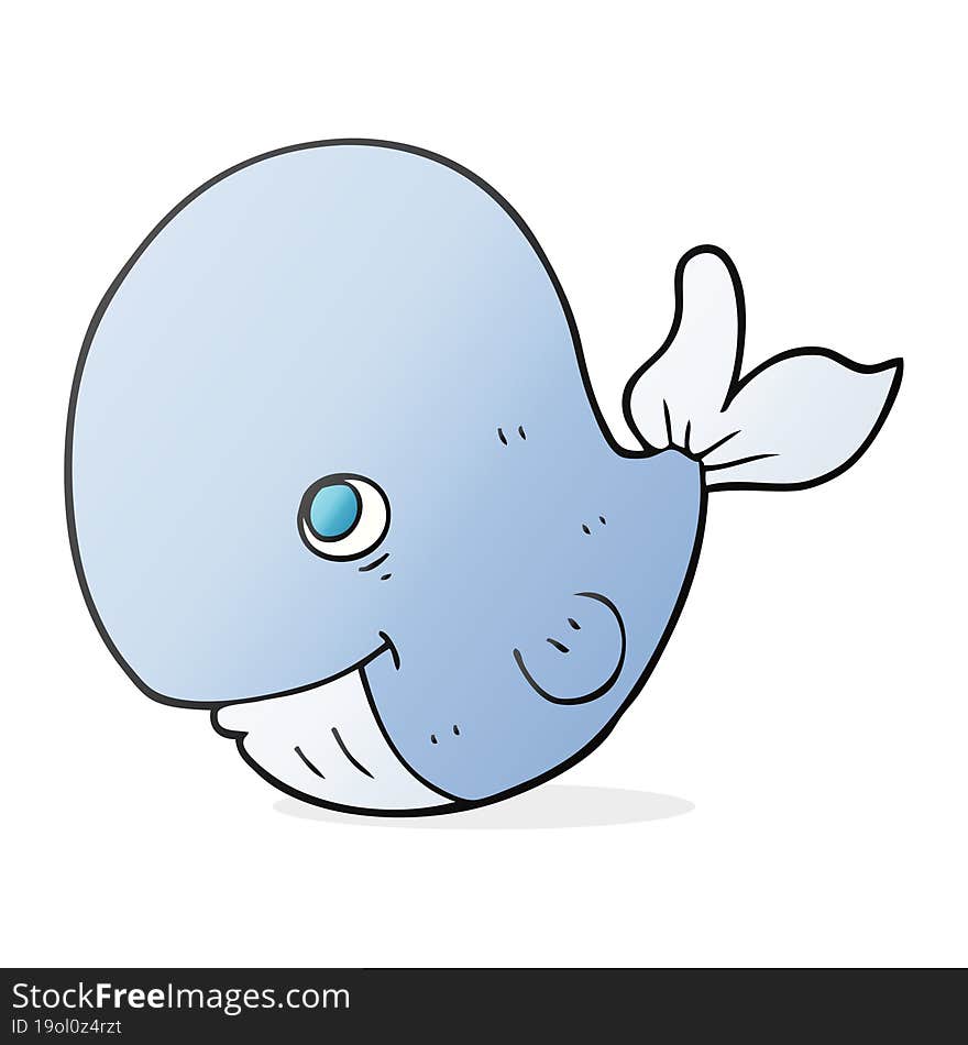 freehand drawn cartoon happy whale