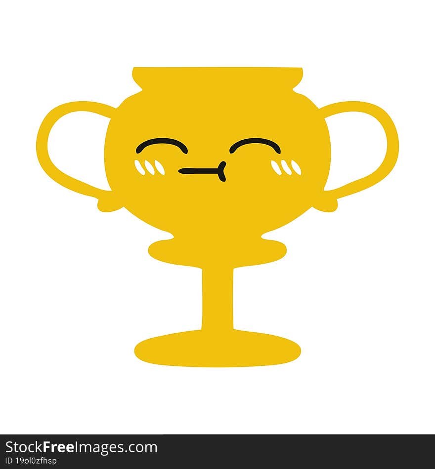 flat color retro cartoon of a trophy