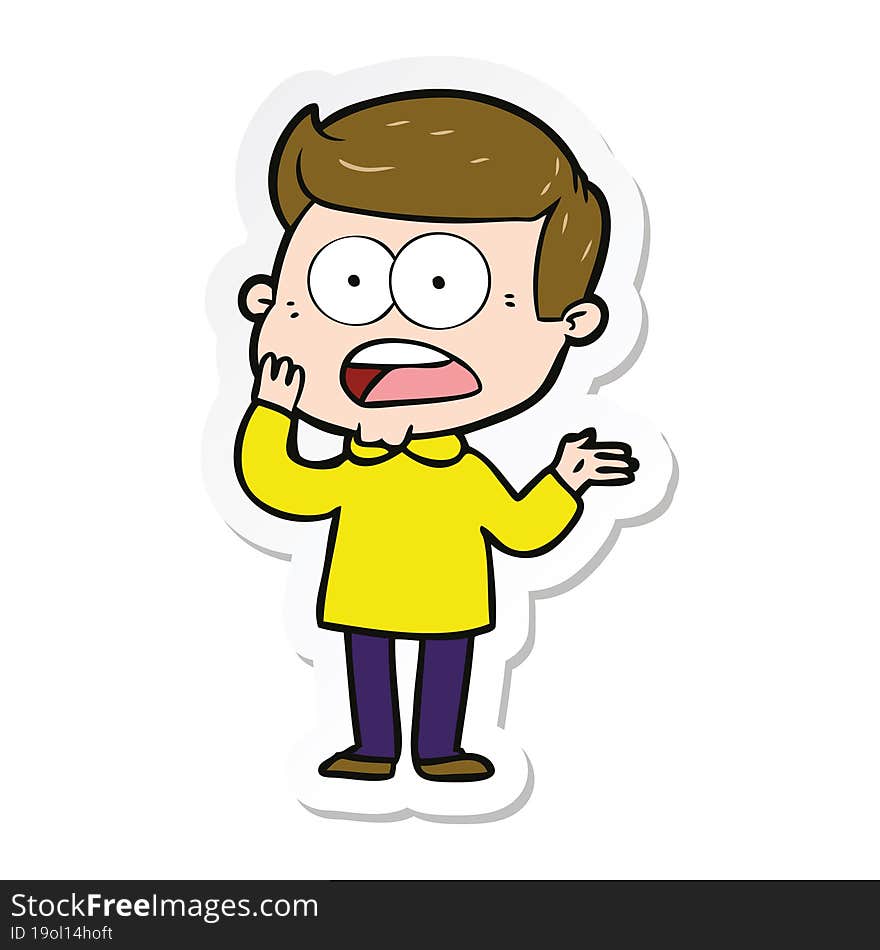 sticker of a cartoon shocked man