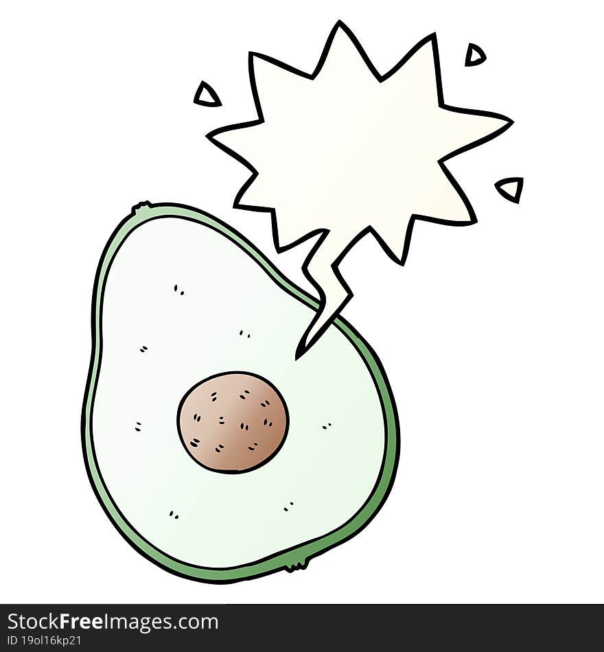 cartoon avocado and speech bubble in smooth gradient style