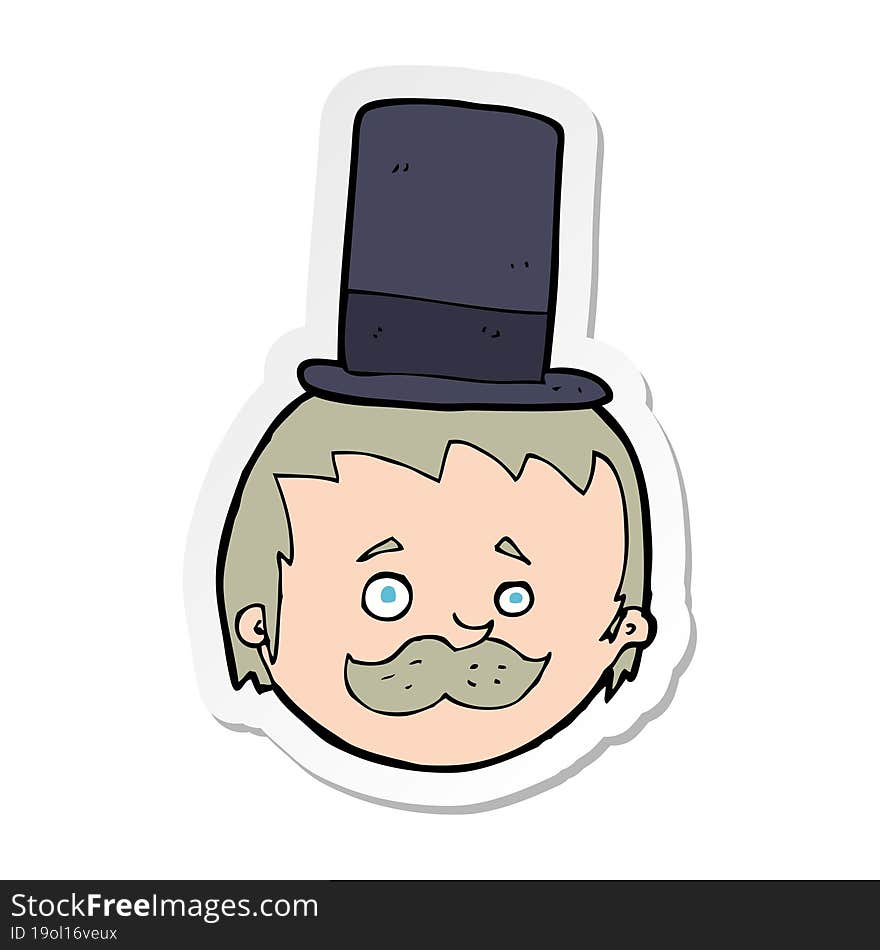 sticker of a cartoon man wearing top hat