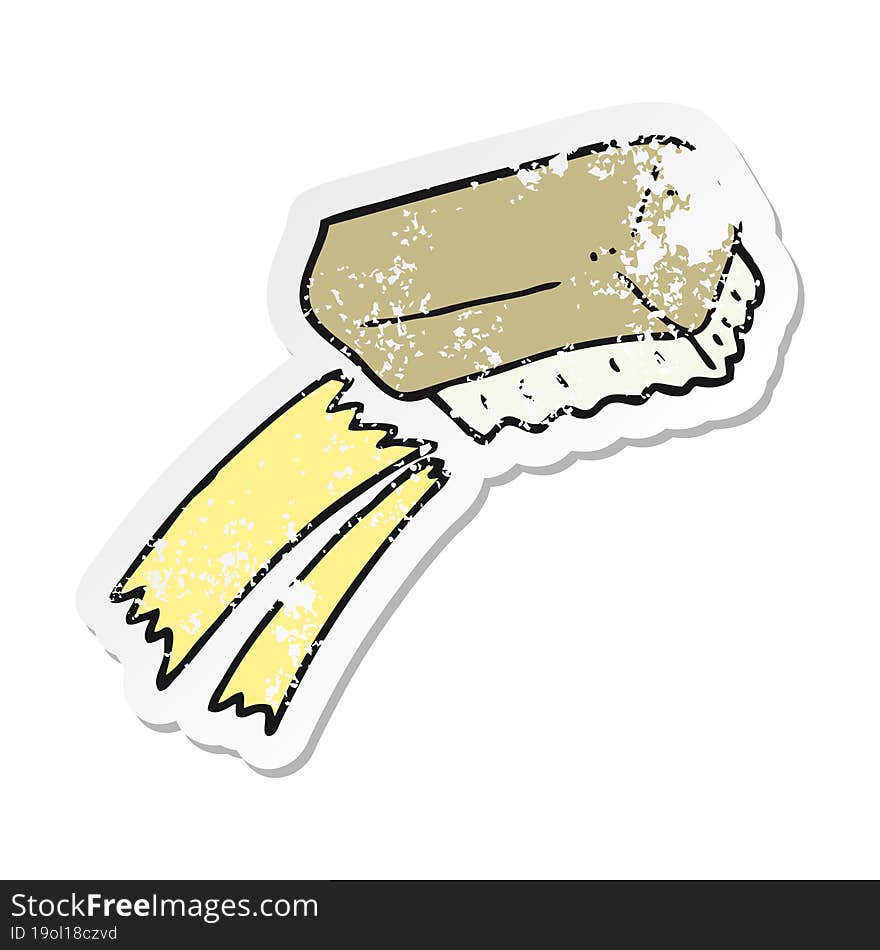 retro distressed sticker of a cartoon scrubbing brush