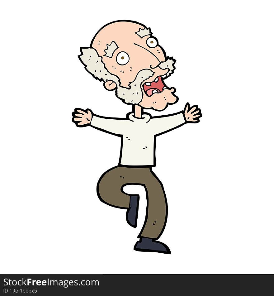 cartoon old man having a fright