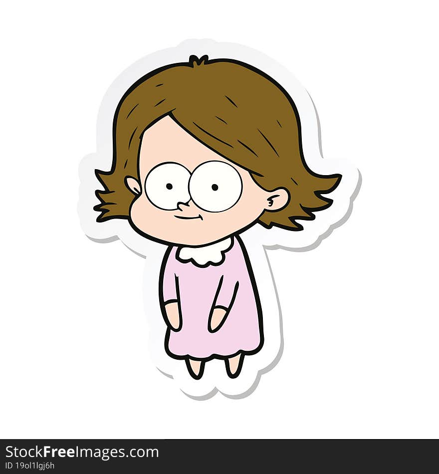 sticker of a happy cartoon girl