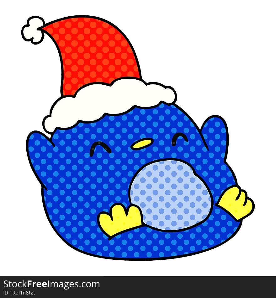 hand drawn christmas cartoon of kawaii penguin