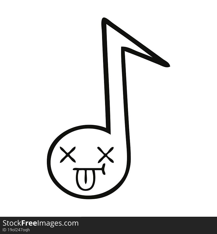 line drawing cartoon of a musical note