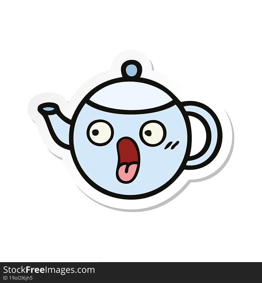 sticker of a cute cartoon teapot