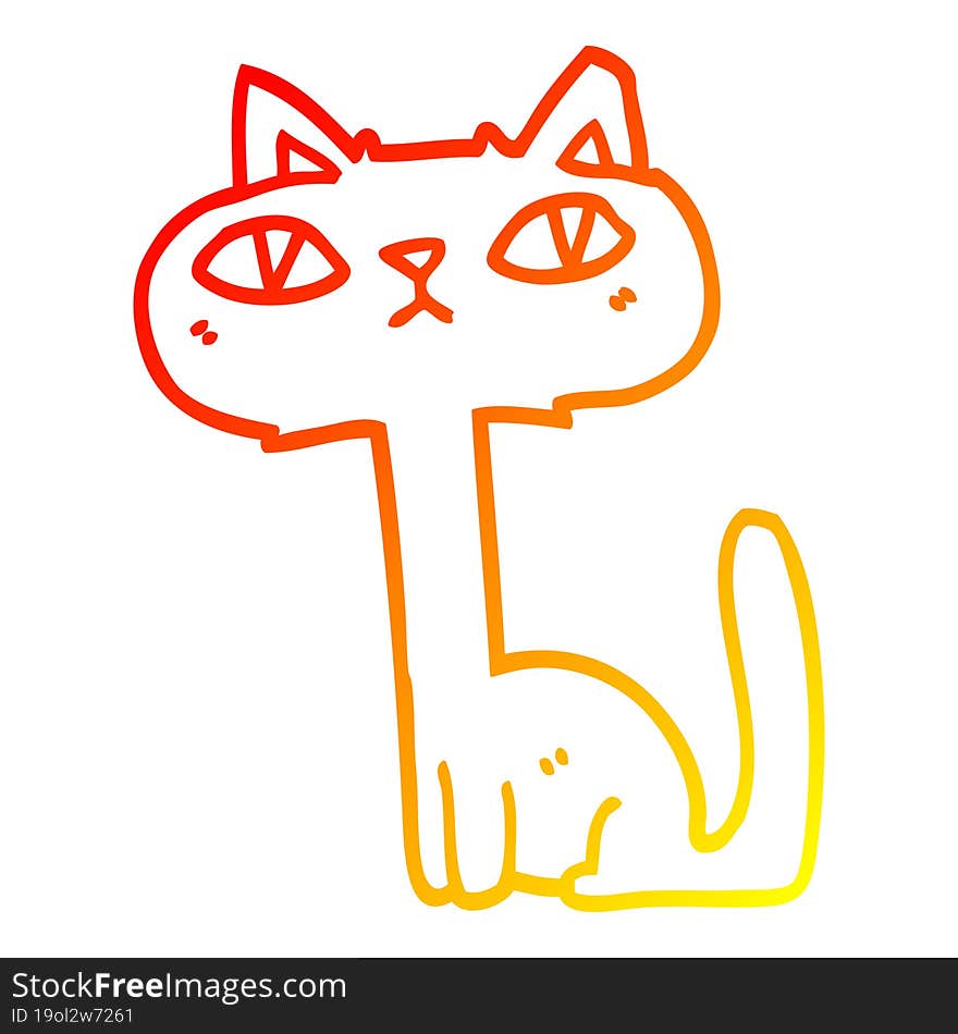 warm gradient line drawing cartoon funny cat