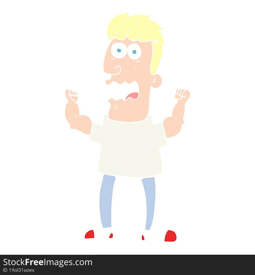 flat color illustration of a cartoon stressed man