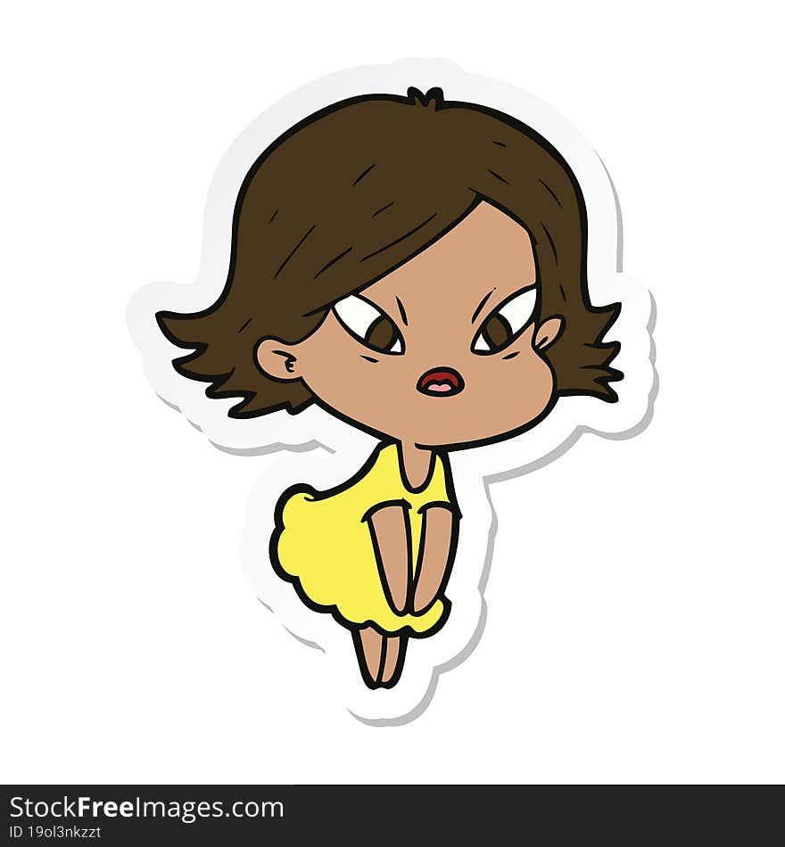 sticker of a cartoon stressed woman