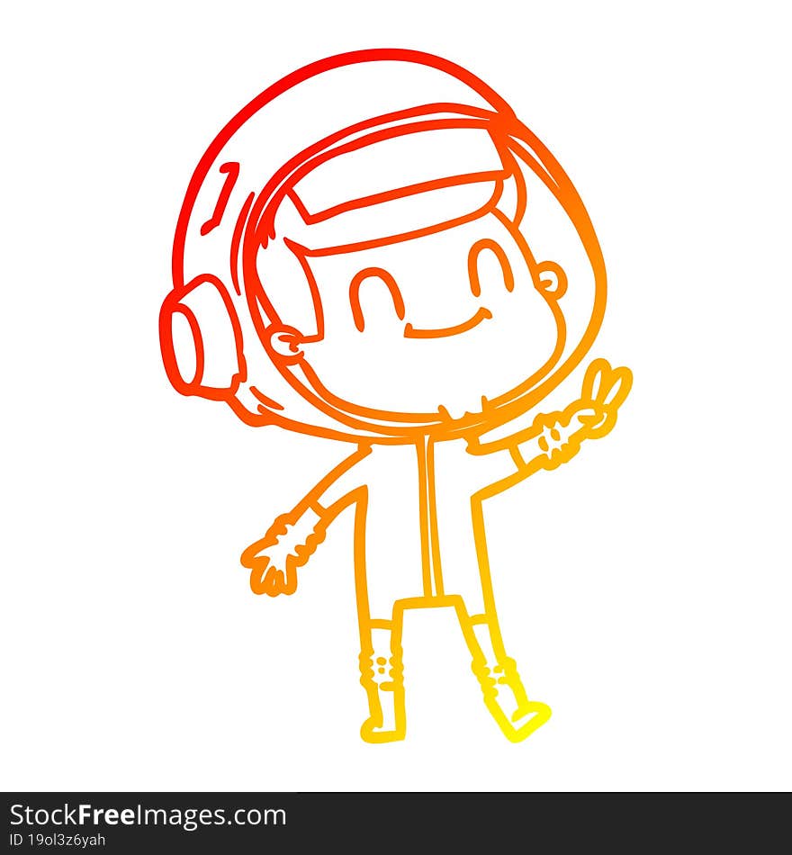 warm gradient line drawing happy cartoon astronaut