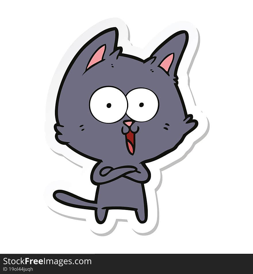 sticker of a funny cartoon cat