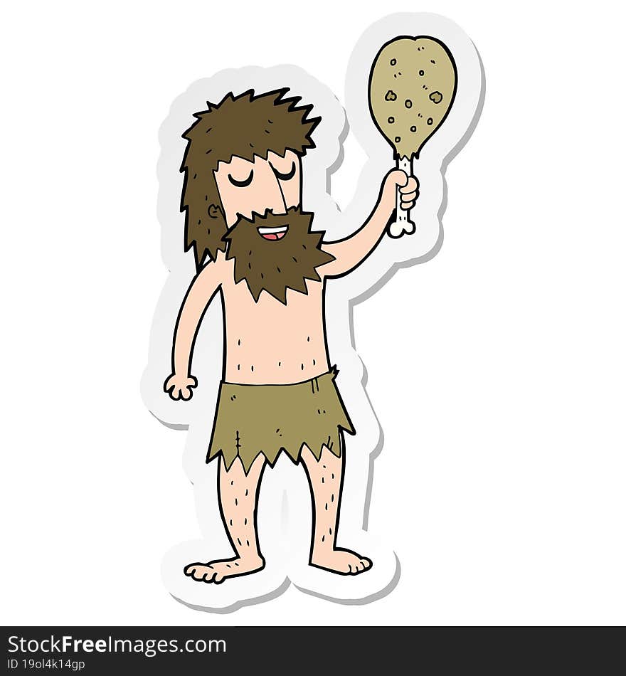 sticker of a cartoon cave man