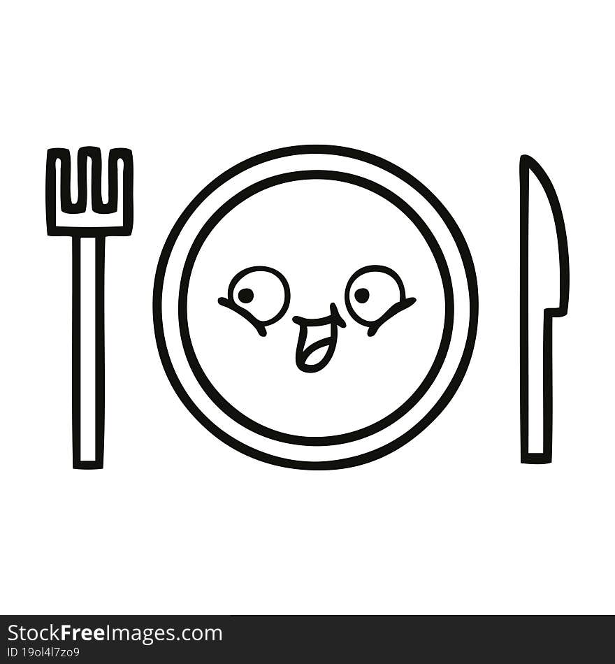 line drawing cartoon dinner plate