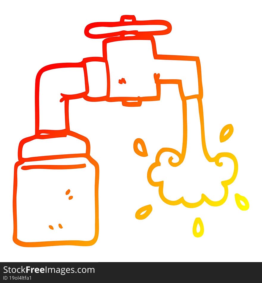 Warm Gradient Line Drawing Cartoon Running Faucet