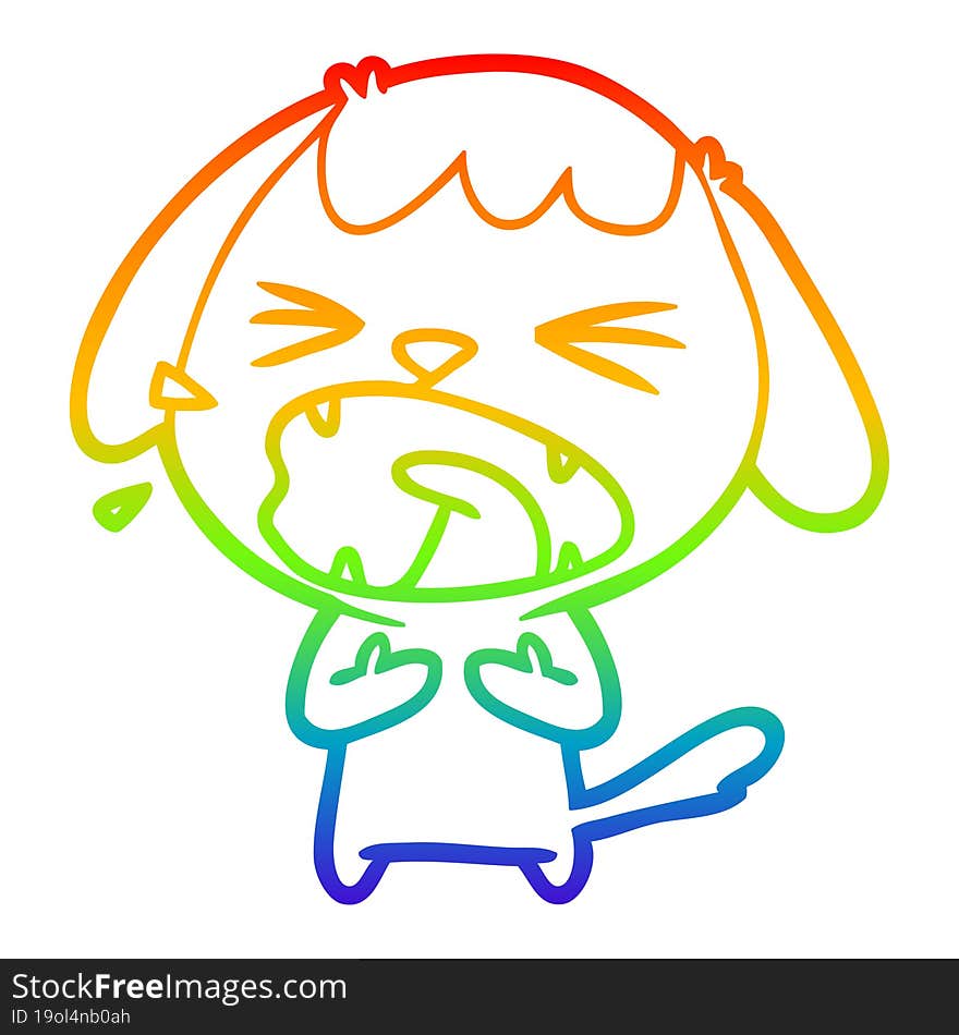 rainbow gradient line drawing of a cute cartoon dog