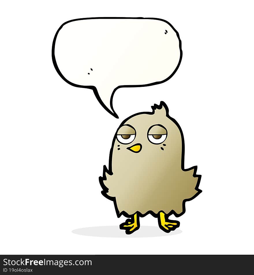 cartoon bored bird with speech bubble