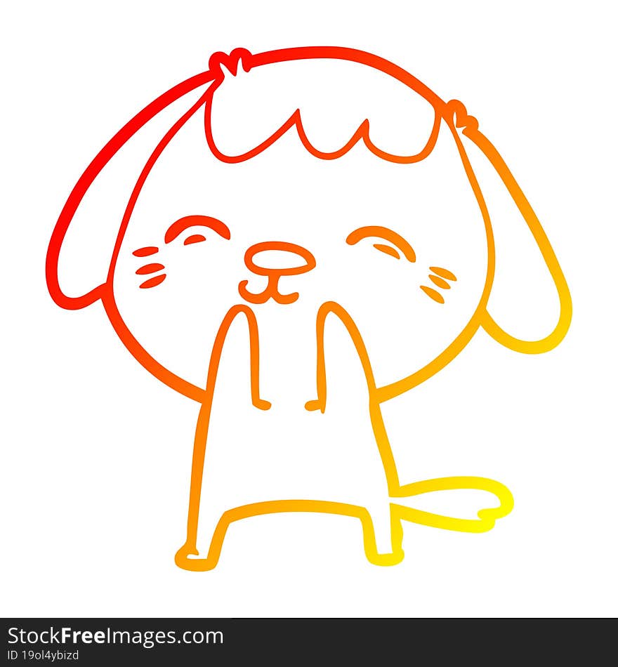 warm gradient line drawing happy cartoon dog