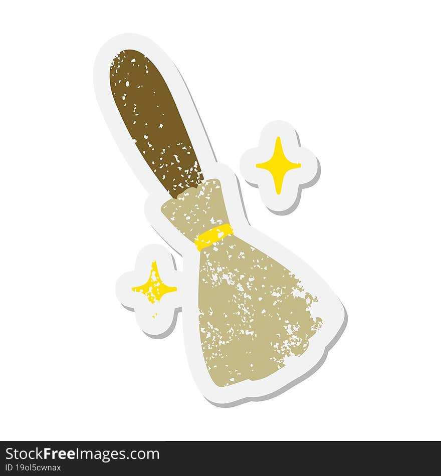 magic broomstick sweeping grunge sticker