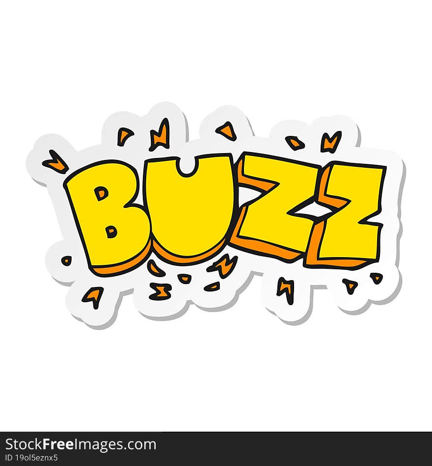 sticker of a cartoon buzz symbol