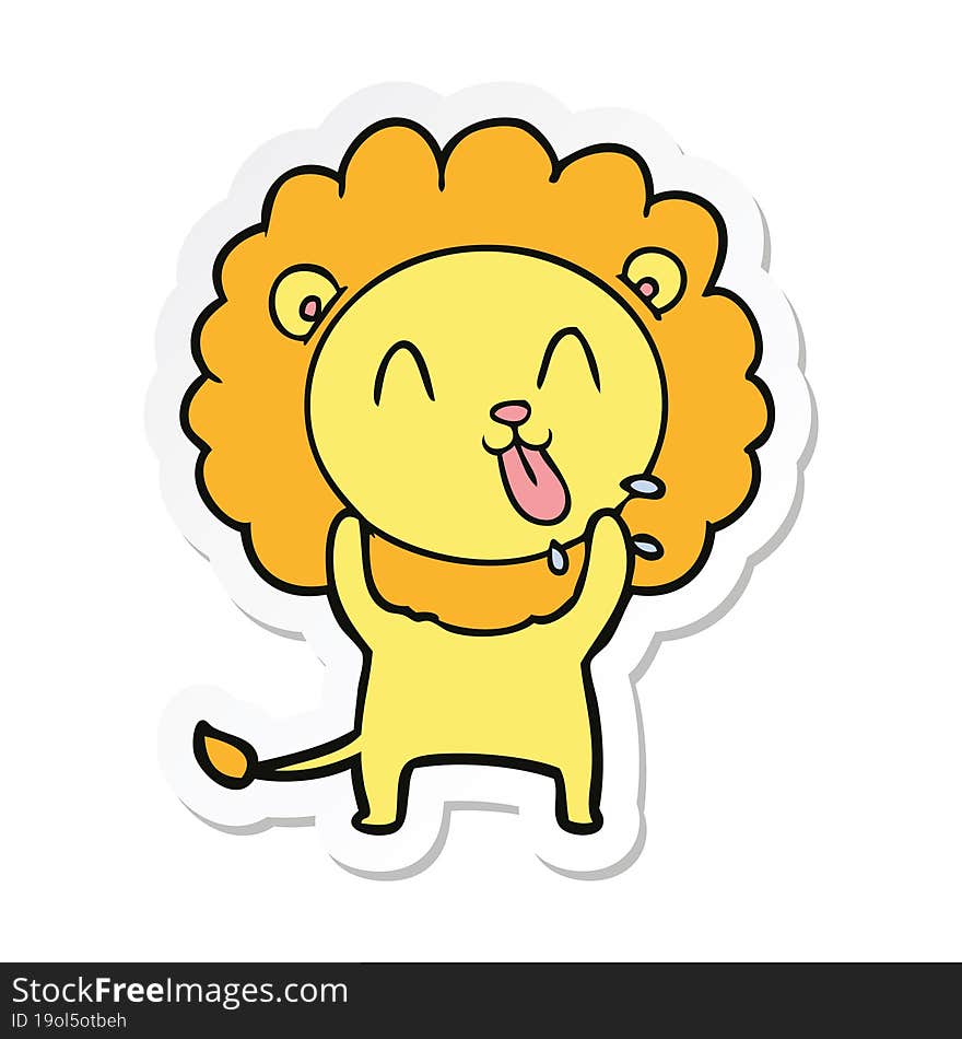 sticker of a happy cartoon lion