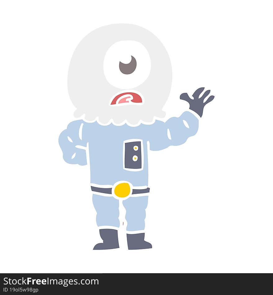 flat color style cartoon cyclops alien spaceman