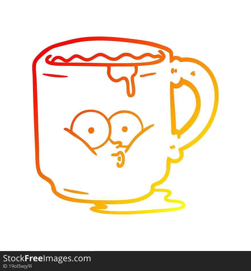 warm gradient line drawing cartoon dirty office mug