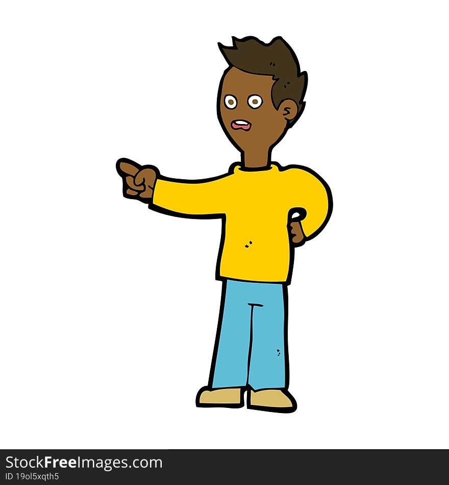 Cartoon Shocked Boy Pointing