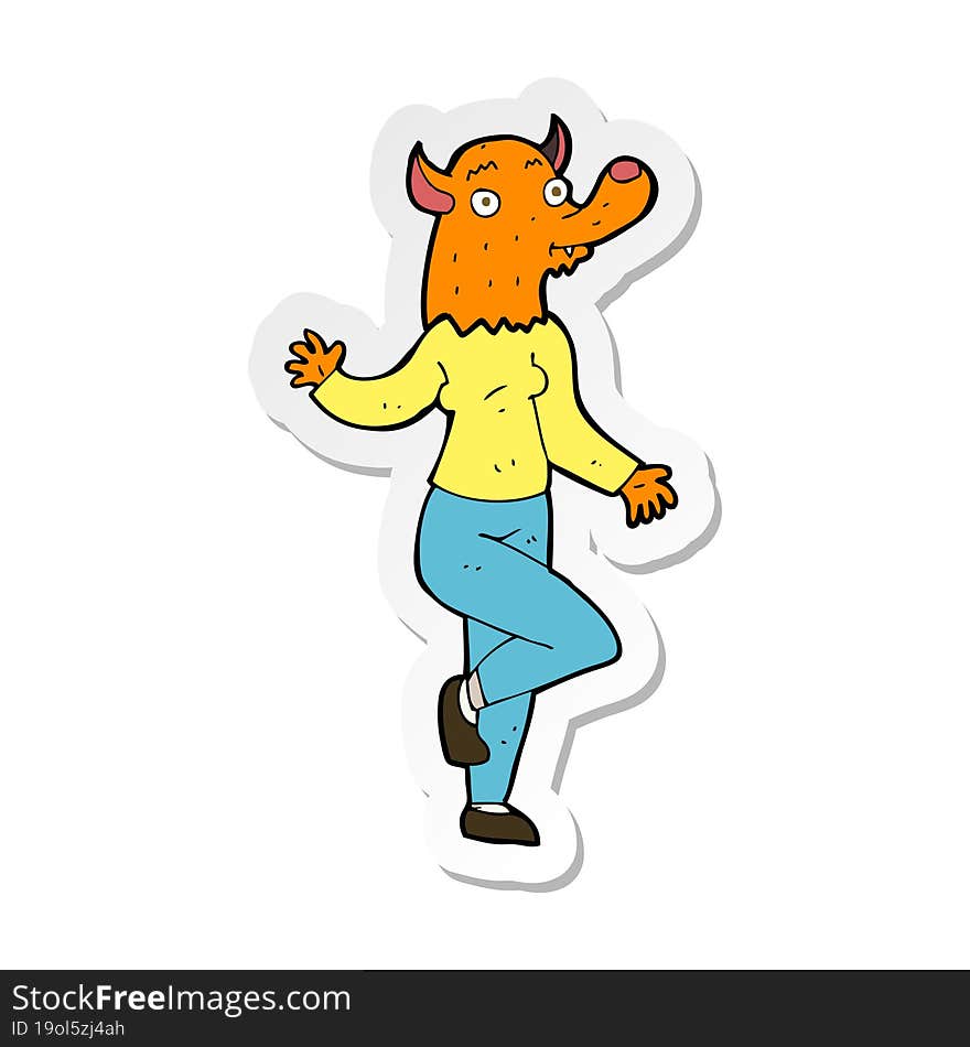 Sticker Of A Cartoon Dancing Fox Woman