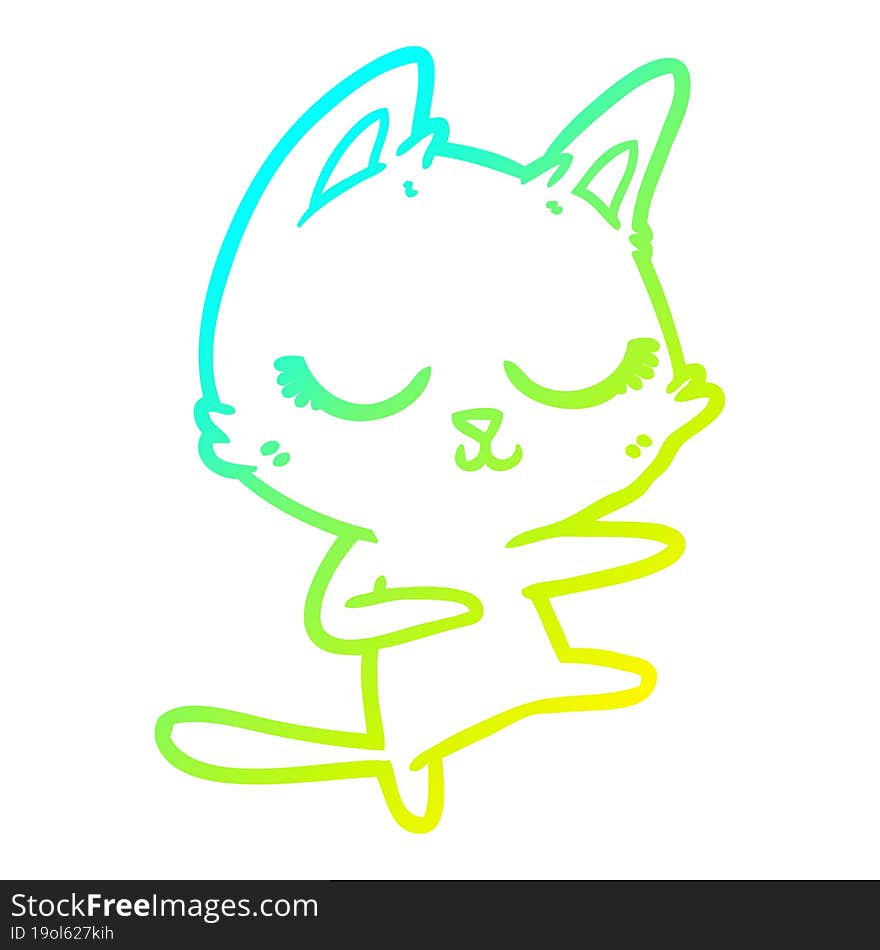 cold gradient line drawing calm cartoon cat