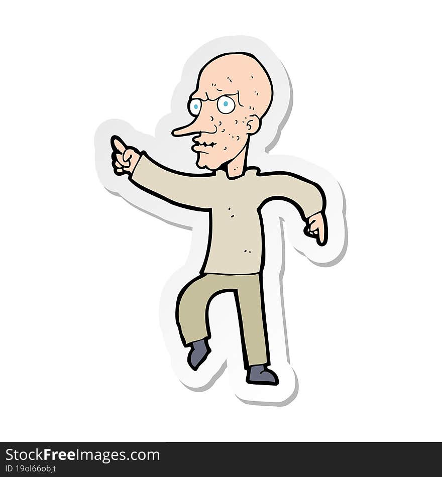 Sticker Of A Cartoon Angry Old Man