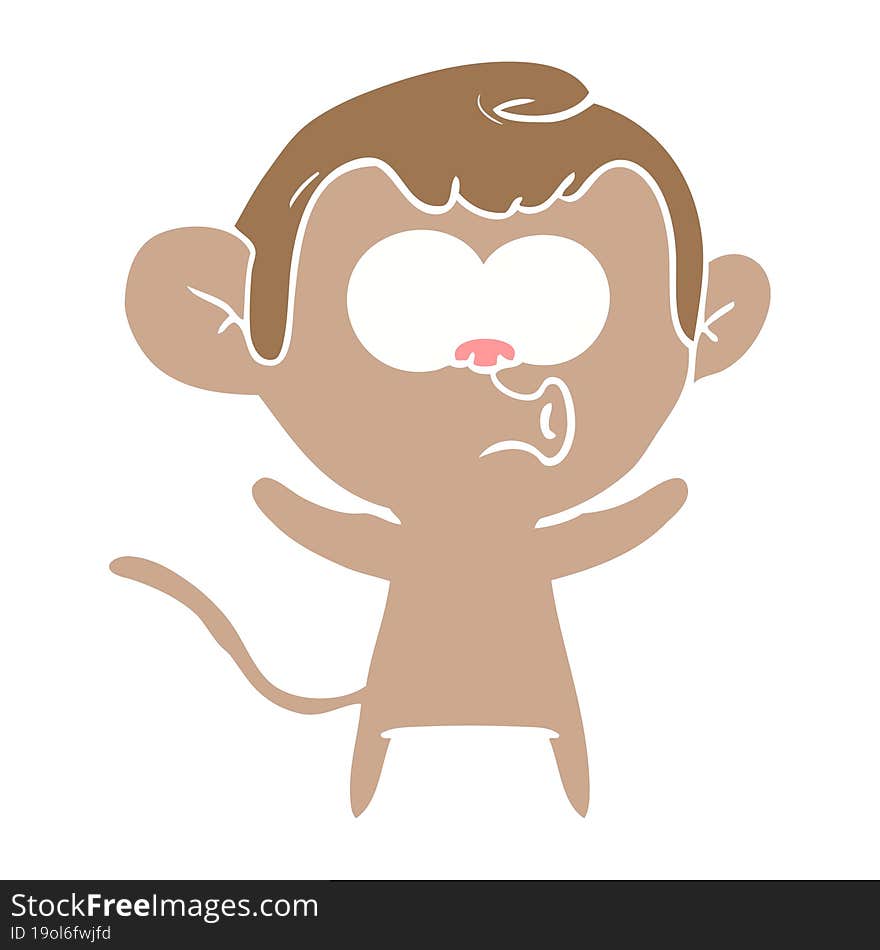 flat color style cartoon surprised monkey