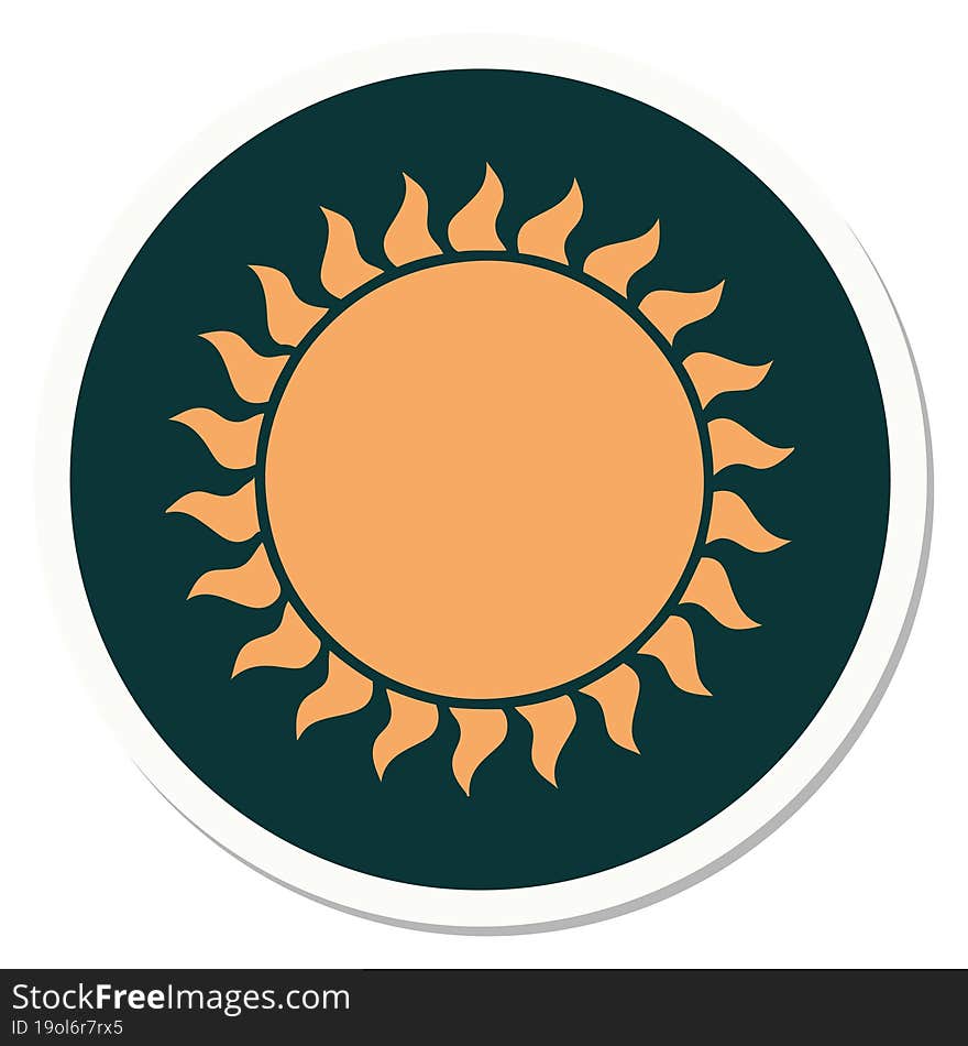 Tattoo Style Sticker Of A Sun