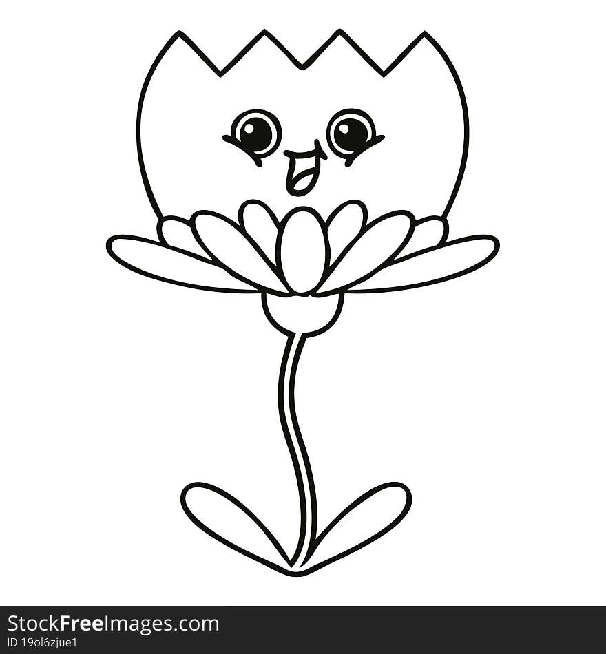 line drawing cartoon flower