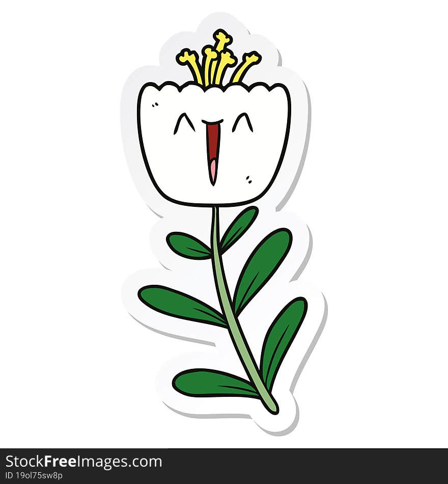 sticker of a happy cartoon flower