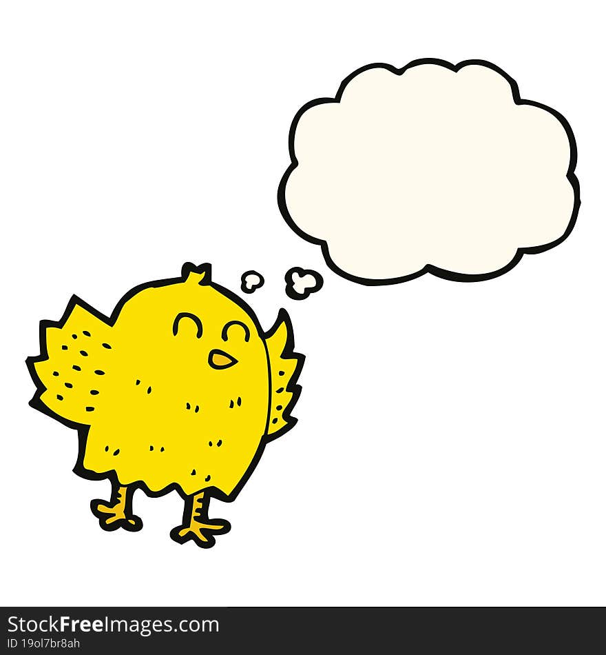 cartoon bird with thought bubble