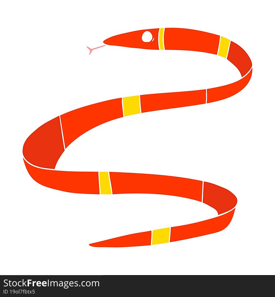 Flat Color Style Cartoon Sea Snake