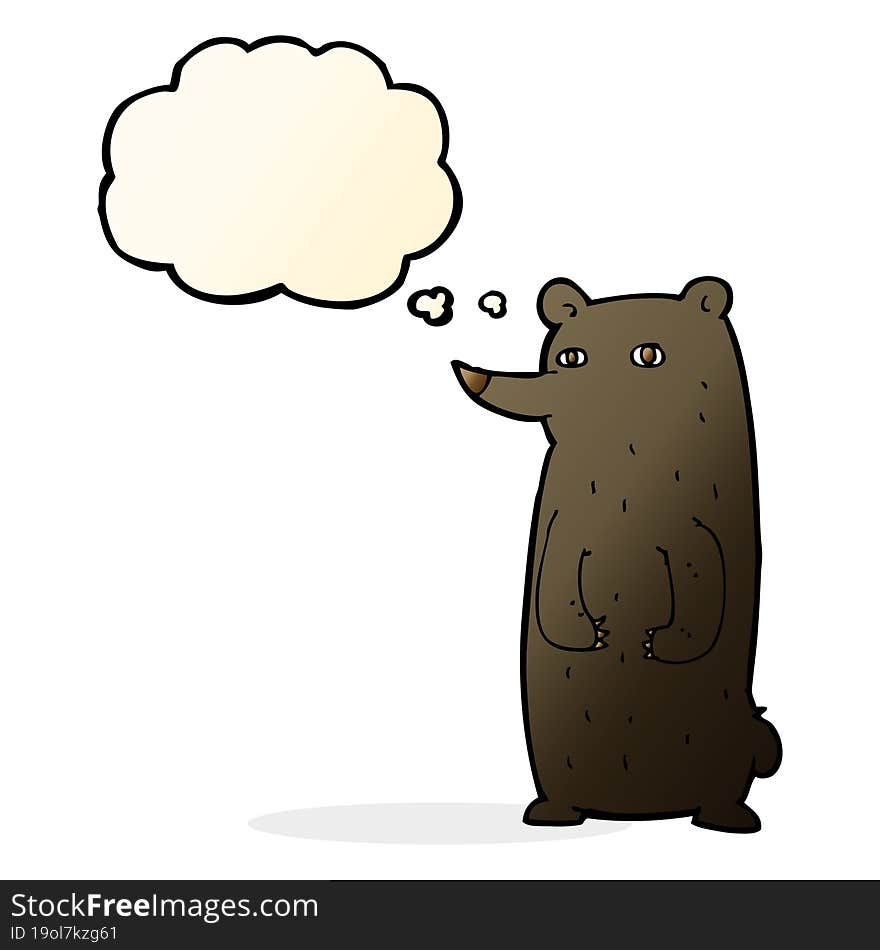 funny cartoon black bear with thought bubble