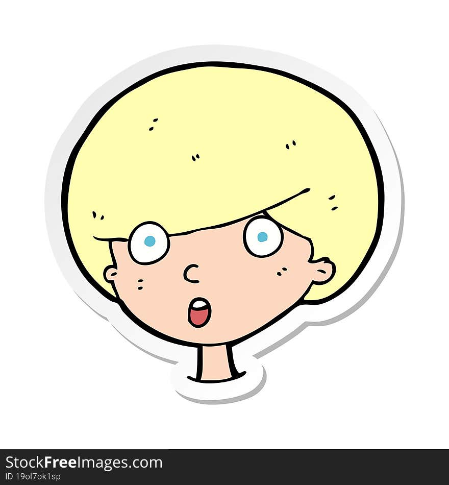 sticker of a cartoon surprised boy