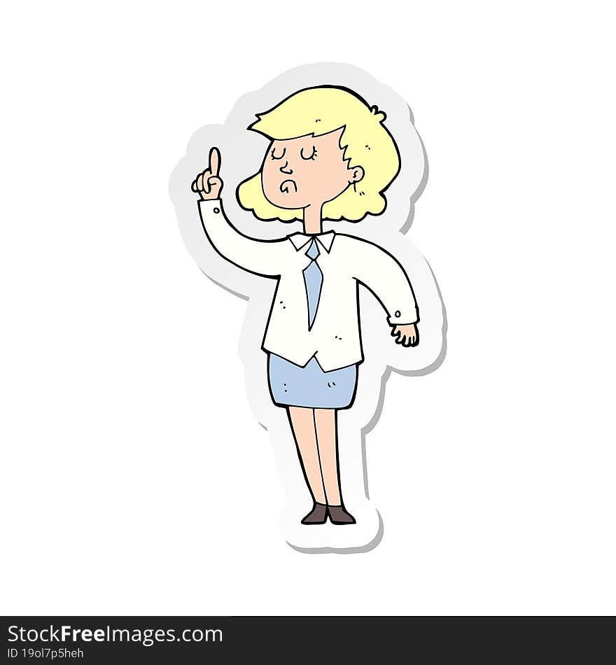 sticker of a cartoon woman making point