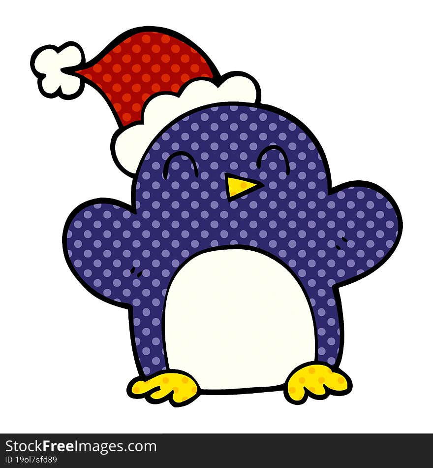 cartoon doodle christmas penguin