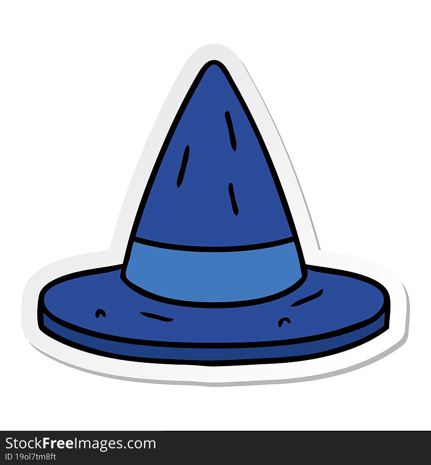 hand drawn sticker cartoon doodle of a witches hat